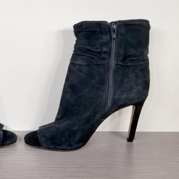 Vince Camuto Keyna Peep Toe Booties, Black Suede, Womens Size 8 M / 38 - Picture 8 of 12